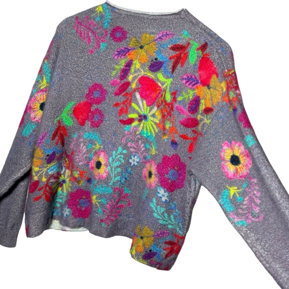 Natural Life Cashmere Like Mock Neck Sweater Charcoal Pink Poppy Size Medium - Picture 8 of 11